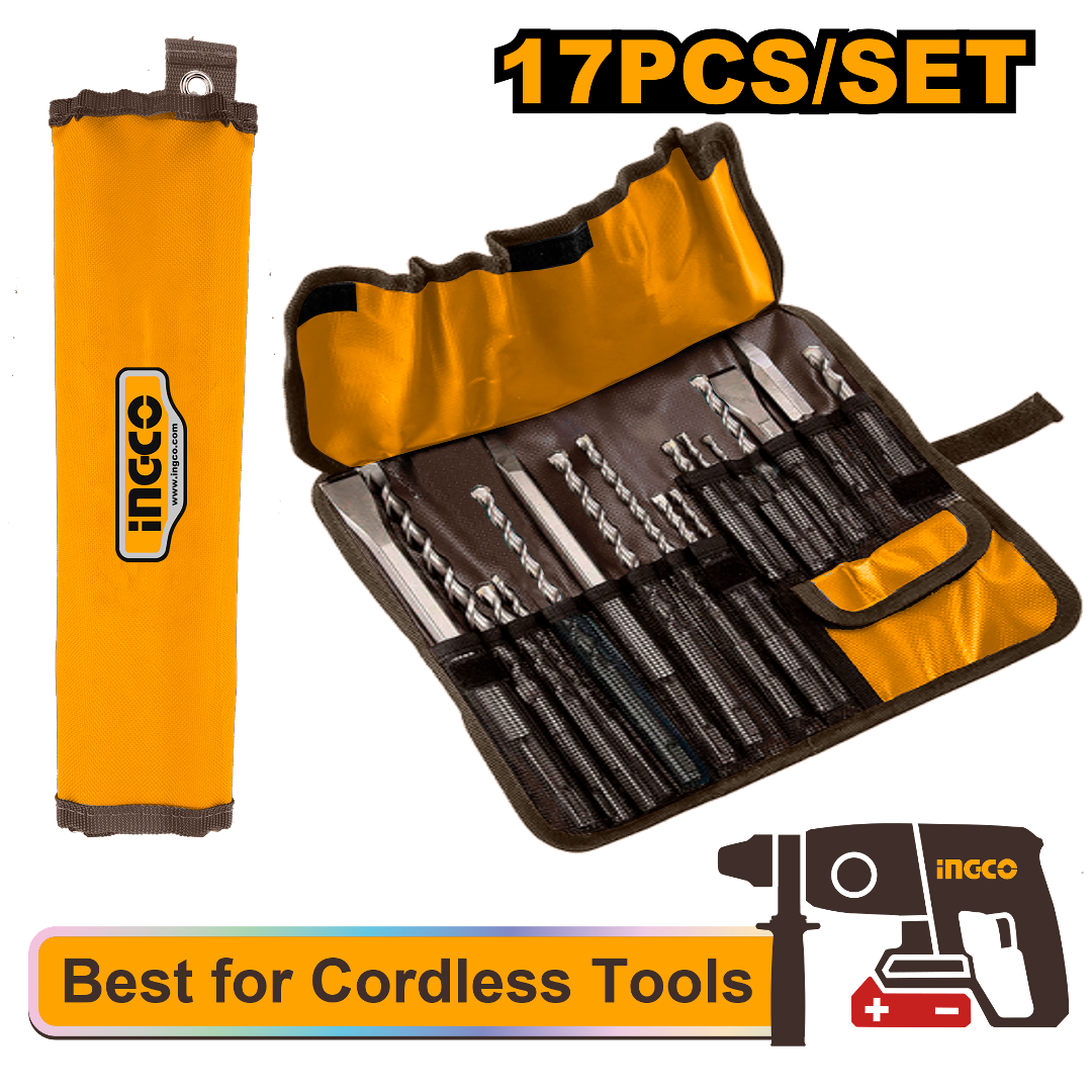 INGCO -  17pcs SDS plus hammer drill bit and chisels set  AKD91701