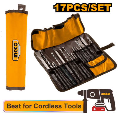 INGCO -  17pcs SDS plus hammer drill bit and chisels set  AKD91701