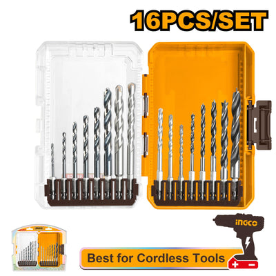 INGCO -  16 Pcs metal, multifunction drill, and wood drill bits set  AKDL11606