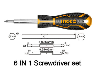 INGCO -  6 In 1 screwdriver set  AKISD0608
