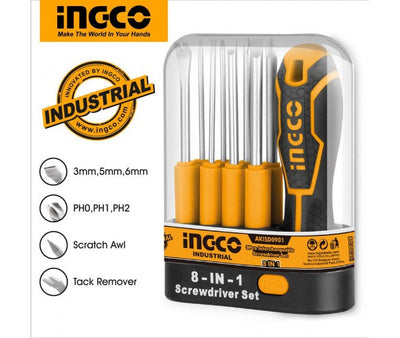 INGCO -  9 Pcs interchangeable screwdriver set  AKISD0901