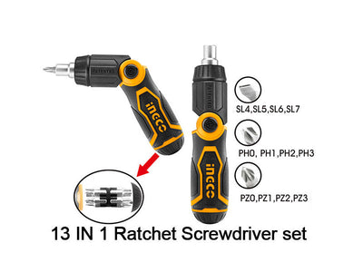 INGCO -  13 In 1 ratchet screwdriver set  AKISD1208