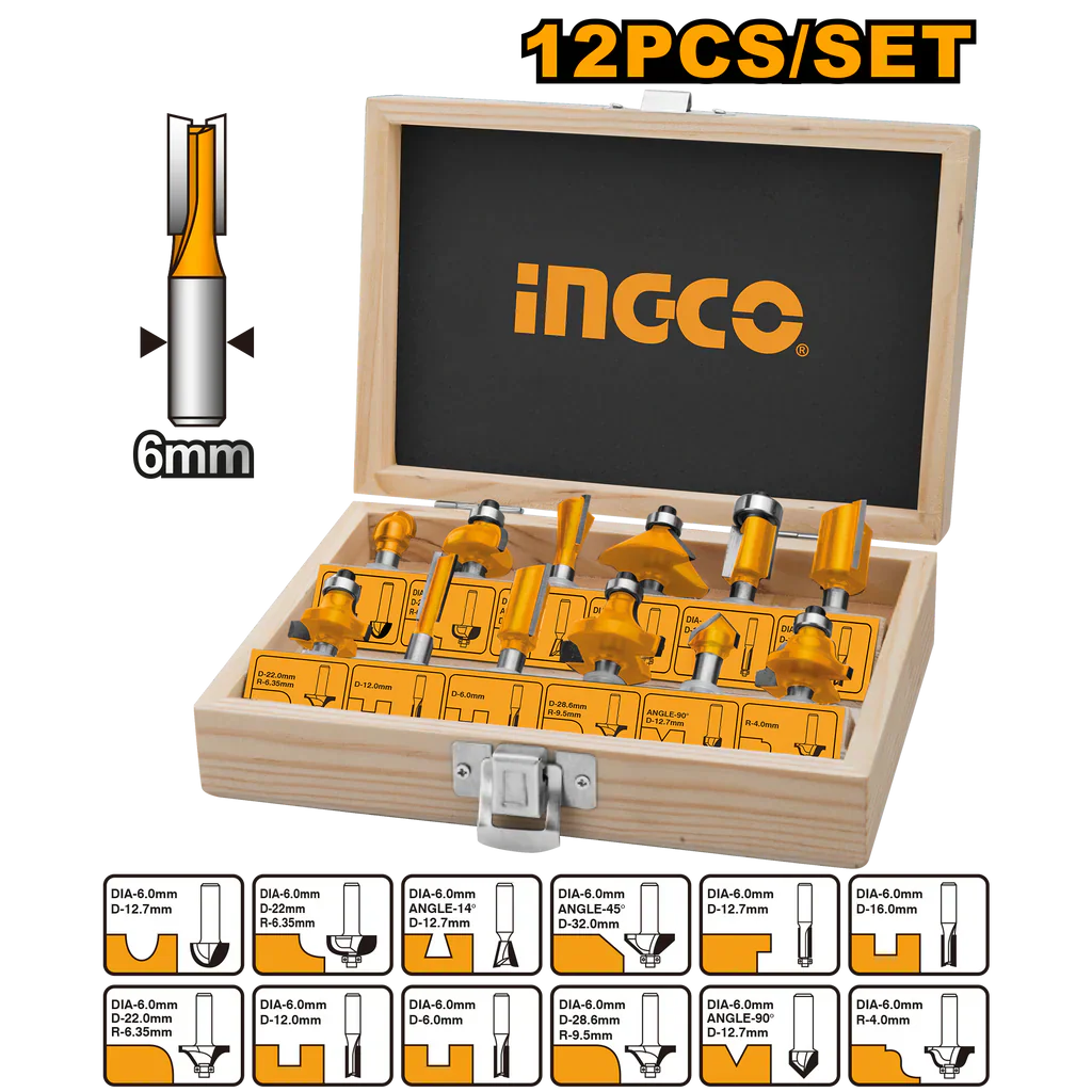 INGCO -  12 Pcs router bits set  AKRT1201
