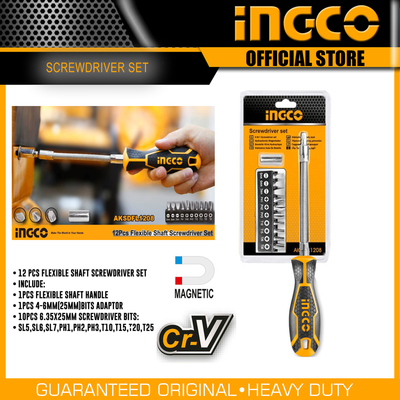 INGCO -  12 Pcs flexible shaft screwdriver set  AKSDFL1208