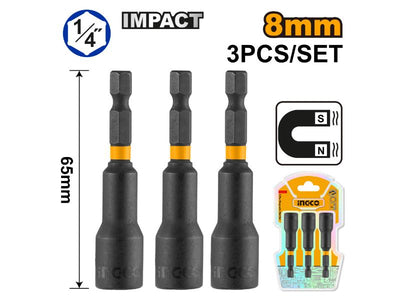 INGCO -  3 Pcs impact magnetic nut set 8mm AMN0831