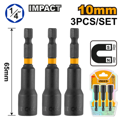 INGCO -  3 Pcs impact magnetic nut set 10mm AMN1031