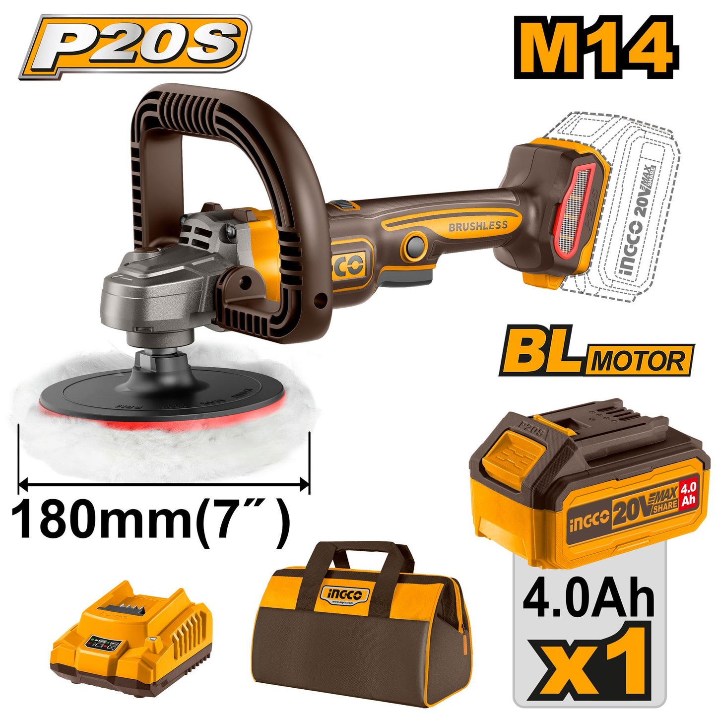 INGCO -  Cordless polisher 20v APLI20181