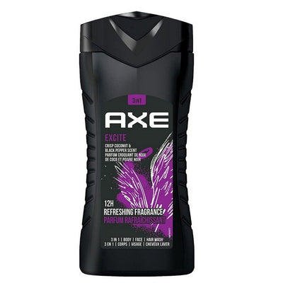 Axe - Body Wash - Excite - Crisp Coconut & Black Pepper Scent - 3-In-1 Body, Face & Hair - 250ml