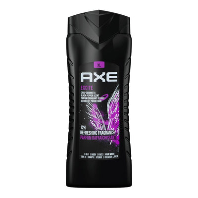 Axe - Body Wash - Excite - Crisp Coconut & Black Pepper Scent - 3-In-1 Body, Face & Hair - 400ml