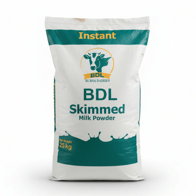 Bag of BDL Skimmed Milk Powder on a wooden surface