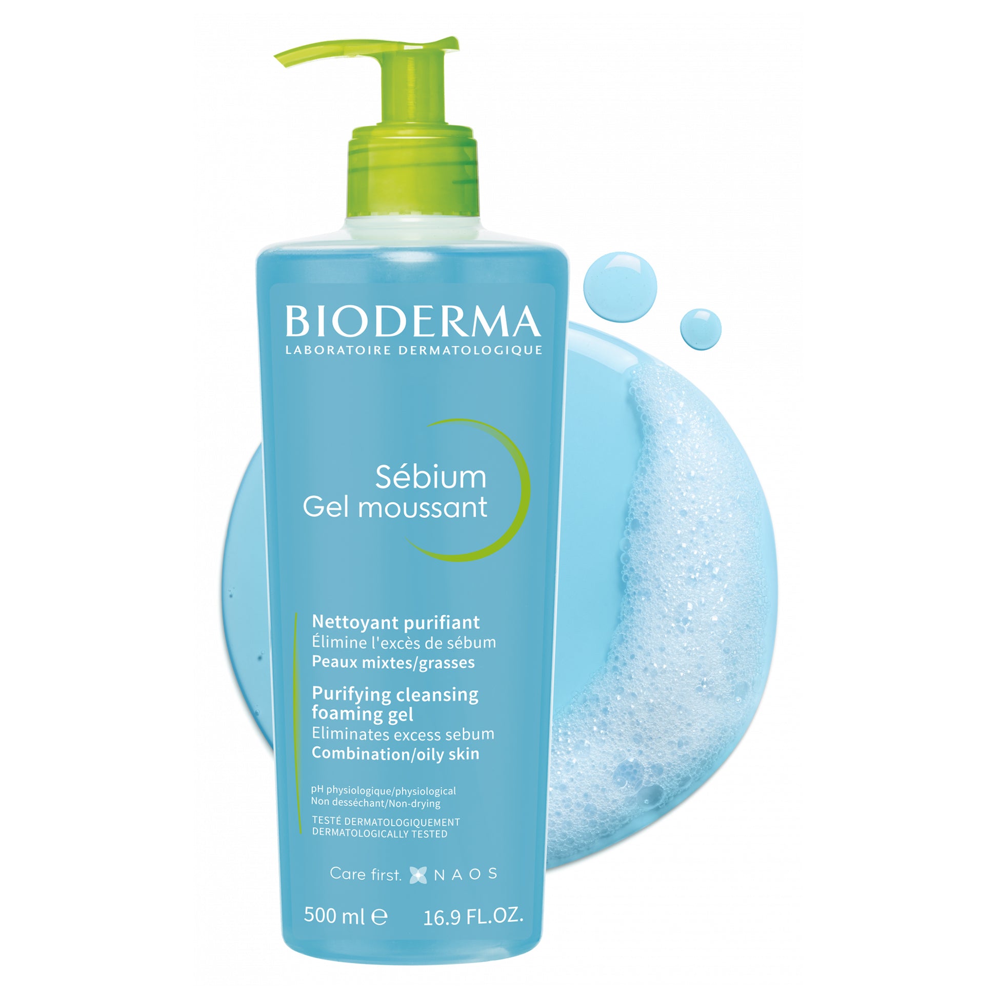 BIODERMA - Sebium Gel Moussant - Purifying Cleansing Foaming Gel - 500ml