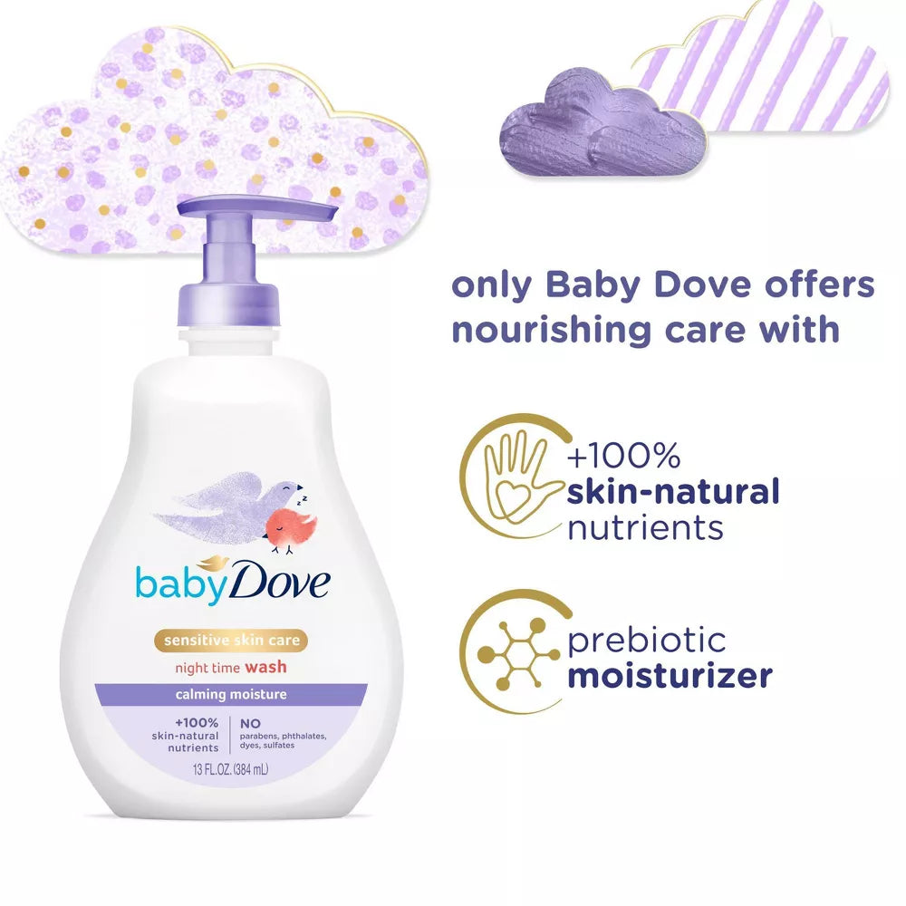 Baby Dove - Calming Moisture - Sensitive Skin - Night Time Body Wash - 13 fl oz (384ML)