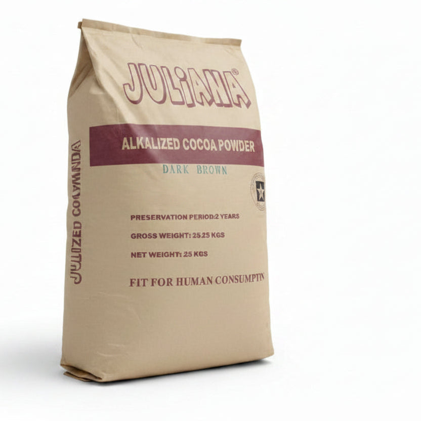 Bag of Juliana Alkalized Cocoa Powder with text and branding details.