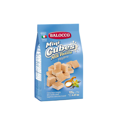 Balocco - Wafers - Cubes - Latte (Milk Vanilla) - 125g - 24-Pack Carton