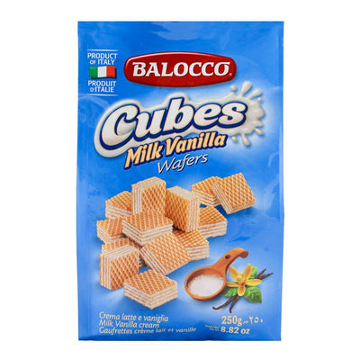 Balocco - Wafers - Cubes - Latte (Milk Vanilla) - 250g - 12-Pack Carton
