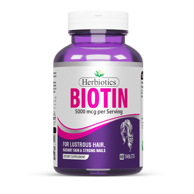 Herbiotics - Biotin - Supplement - 5000 mcg - Skin Hair & Nails