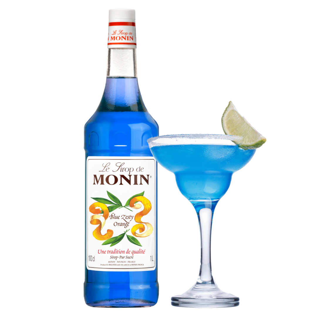 Monin - Blue Zesty Orange (Blue Lagoon) Syrup - 1 Liter - Le Sirop De Monin