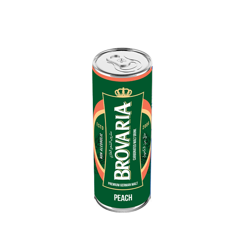 Brovaria - Peach Flavor - Malt - Non-Alcohol - 250 ML - 24 Cans