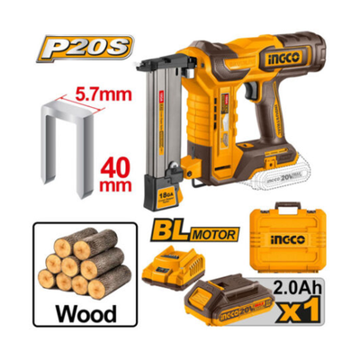 INGCO -  Cordless crown stapler nailer 20v CCSNLI6008
