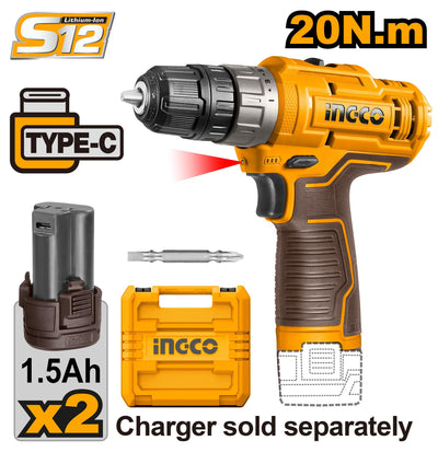 INGCO -  Cordless drill 12v CDLI12202