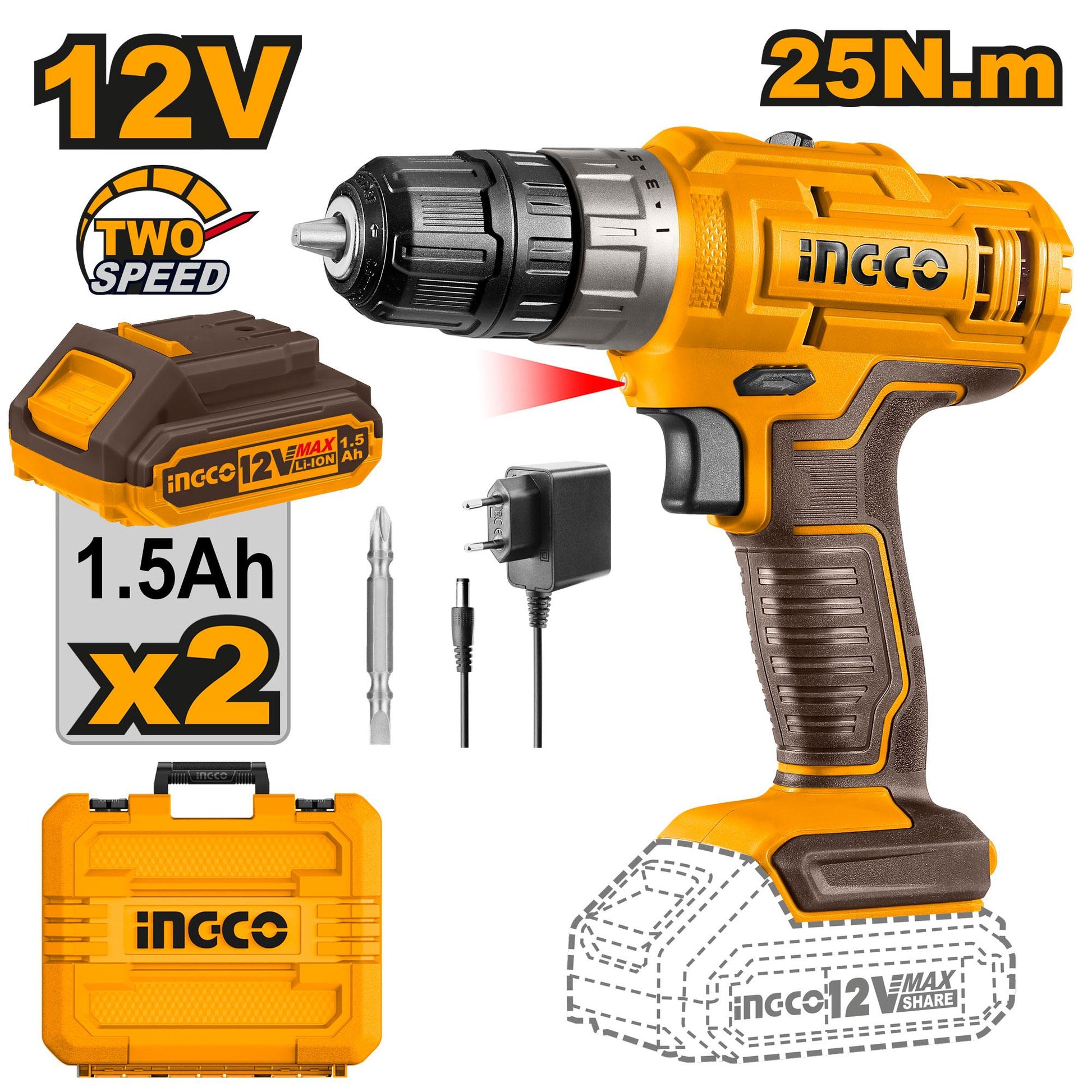 INGCO -  Cordless drill 12v CDLI1228