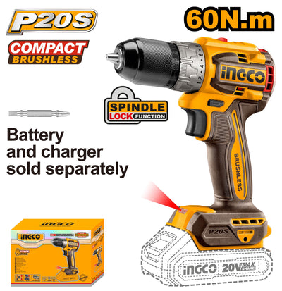 INGCO -  Compact Brushless Cordless Drill 20v CDLI206021