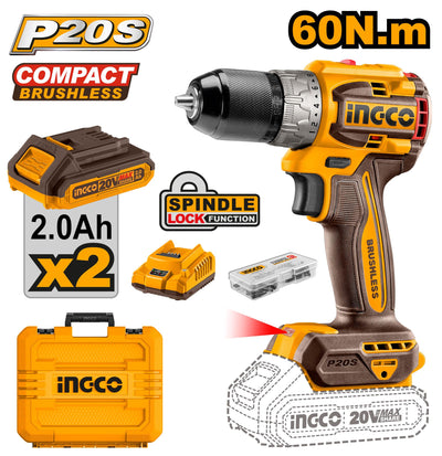 INGCO -  Compact Brushless Cordless Drill 20v CDLI20602