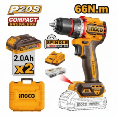 INGCO - Compact Brushless Cordless Drill - Item No. CDLI 20668 Industrial
