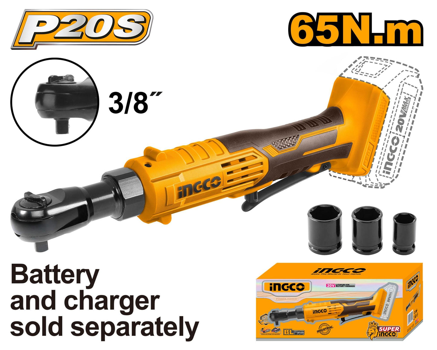 INGCO -  Cordless drive ratchet 20v CDRLI2060151