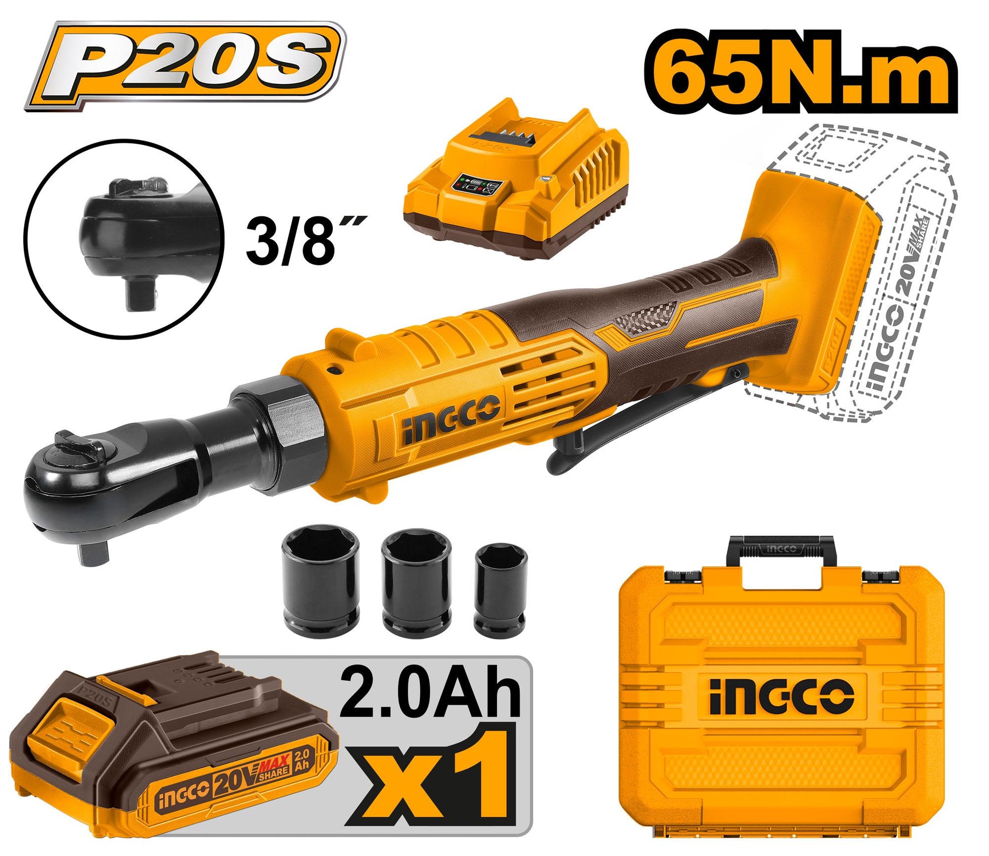 INGCO -  Cordless drive ratchet 20v CDRLI2060152