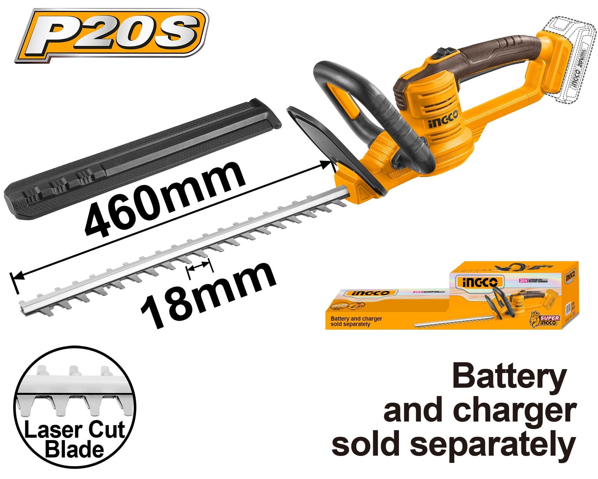 INGCO -  Cordless hedge trimmer 20V CHTLI20018