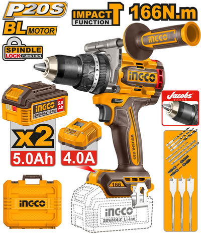 INGCO -  Brushless cordless impact drill 20V CIDLI201668