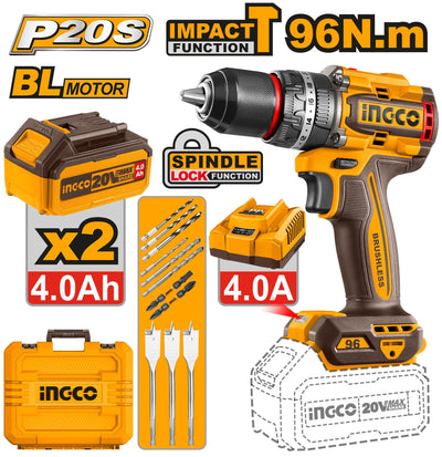 INGCO -  Brushless cordless impact drill 20v CIDLI20968