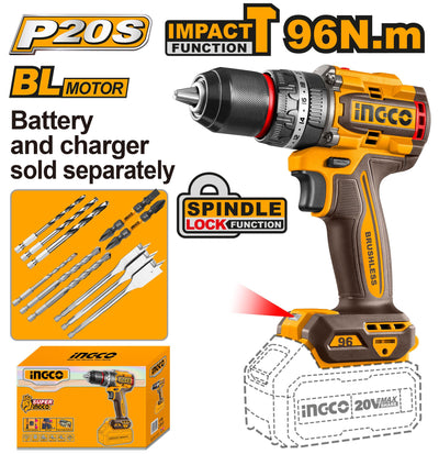 INGCO -  Brushless cordless impact drill 20v CIDLI209681