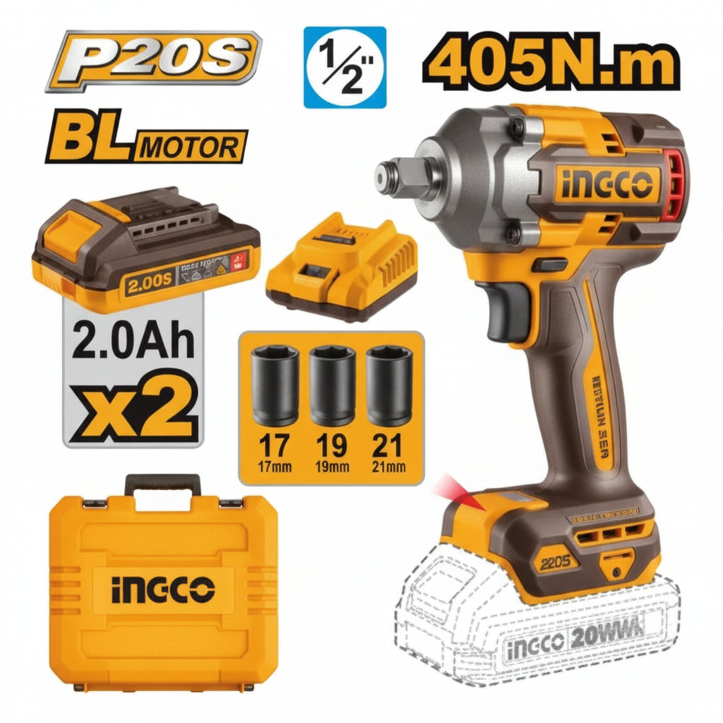 INGCO - Cordless Impact Wrench - Item No. CIWLI 2045 Industrial