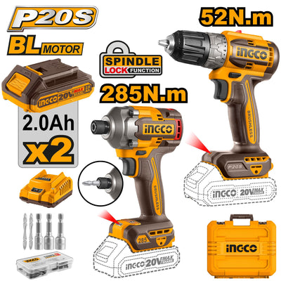 INGCO -  Cordless 2 pcs combo kit 20v CKLI20272