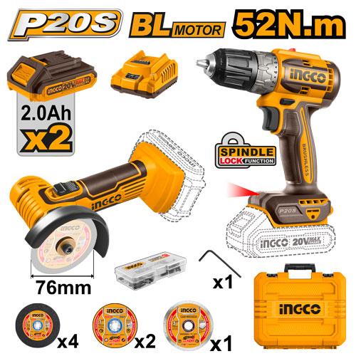 INGCO -  Cordless 2 pcs combo kit 20v CKLI20278