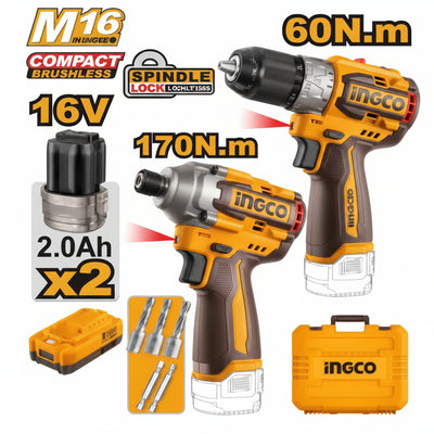 INGCO - Cordless 2 pcs Combo Kit - Item No. COSLI 240968 Industrial