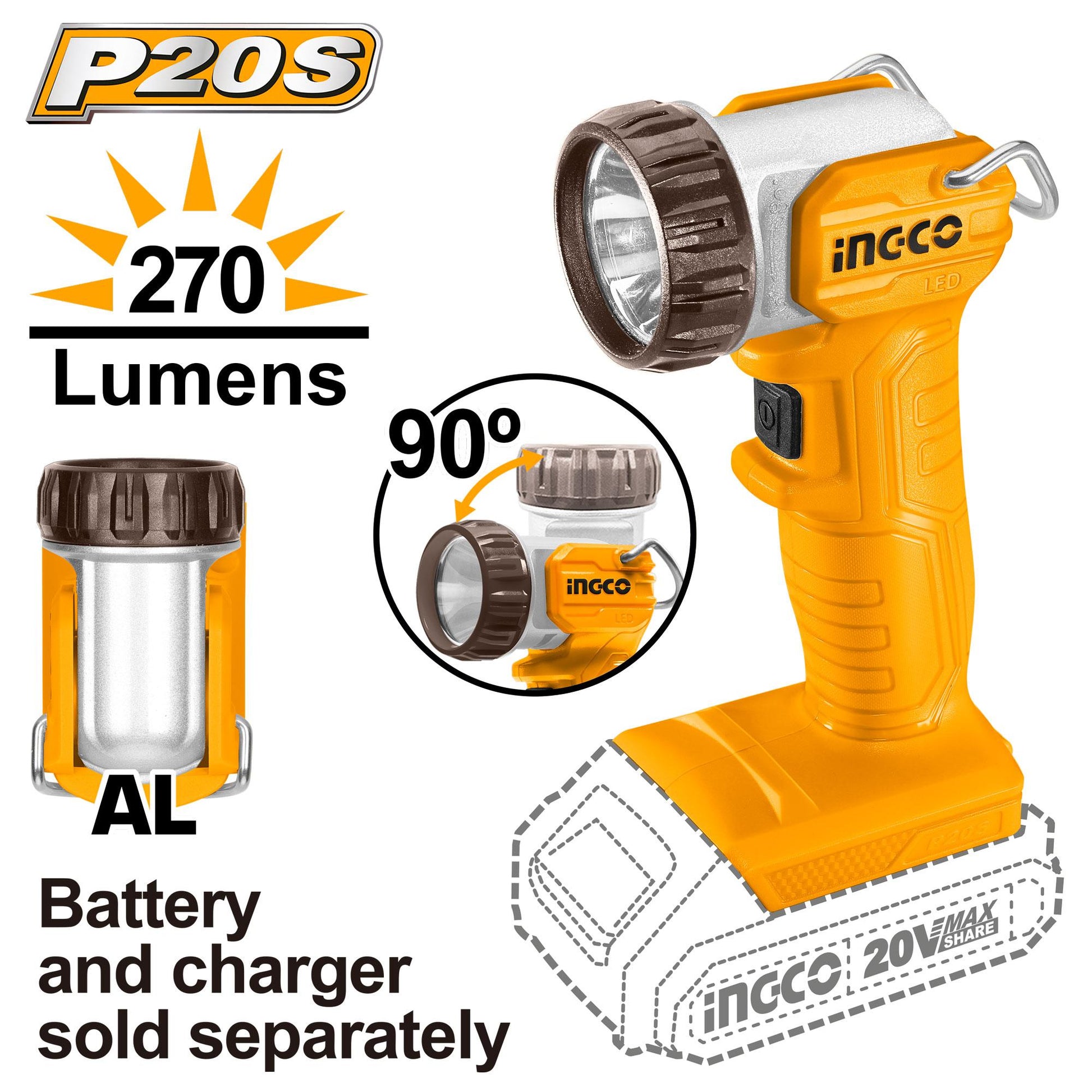 INGCO -  Cordless work lamp 20v CWLI2038