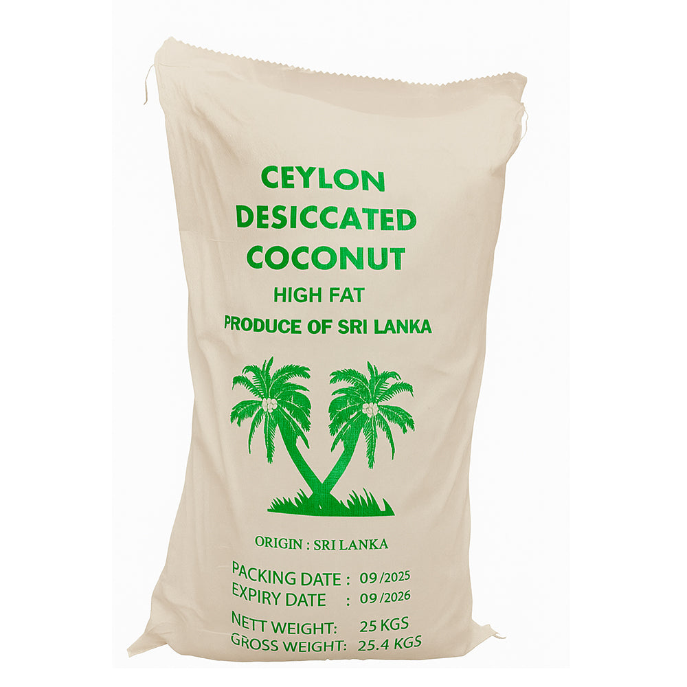 Ceylon - Dried Coconut - Desiccated Coconut (Khopra) High Fat - HFDC - 25 KG - کھوپرا