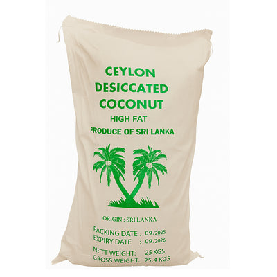 Ceylon - Dried Coconut - Desiccated Coconut (Khopra) High Fat - HFDC - 25 KG - کھوپرا