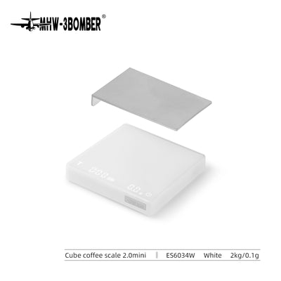 Coffee Cartel - MHW3 Bomber - Cube Coffee Scale-Version 2.0 Mini - 104x104x19mm - White, Digital, with Timer - ES6034W