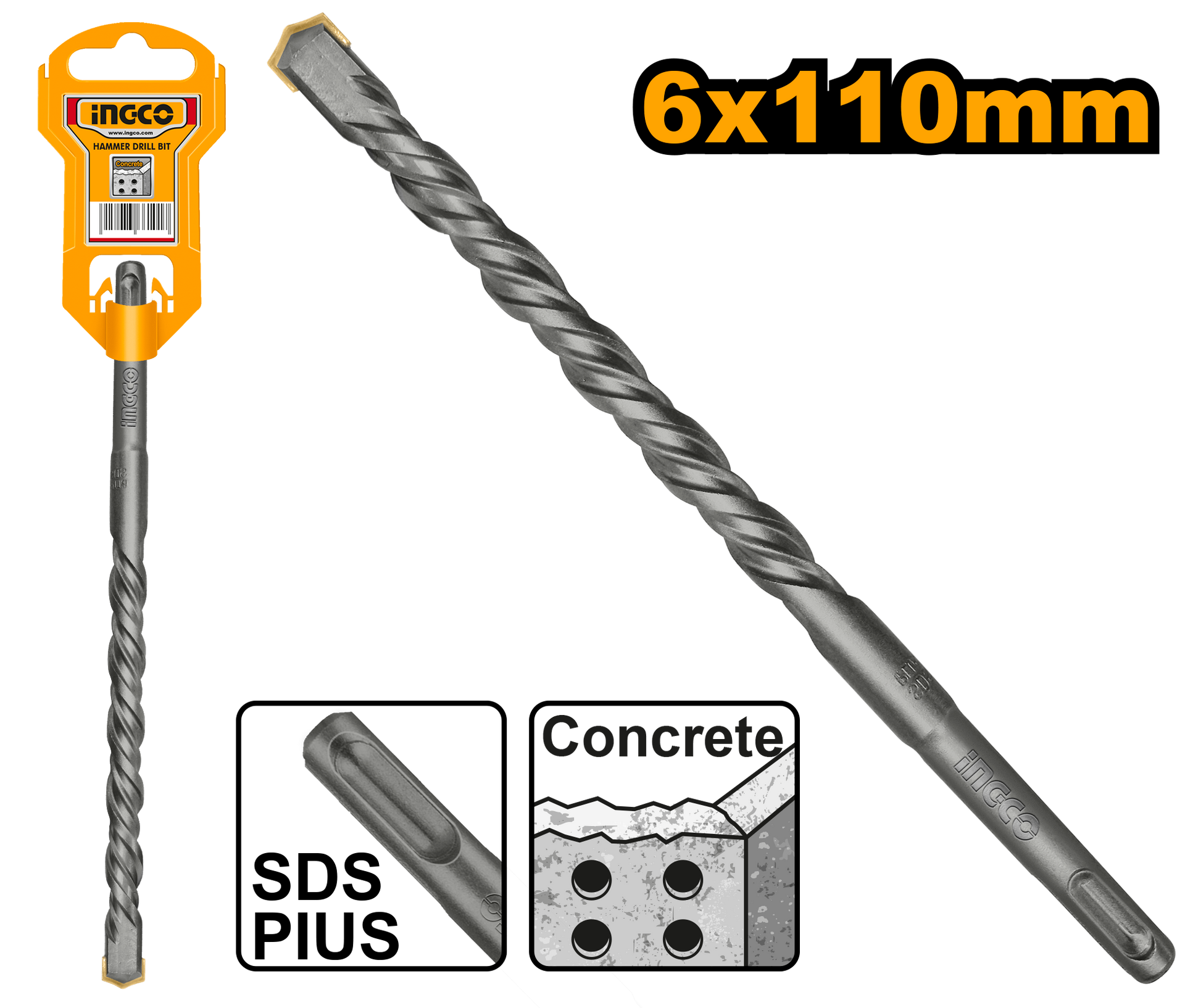 INGCO -  SDS plus hammer drill 6*110mm DBH1210601