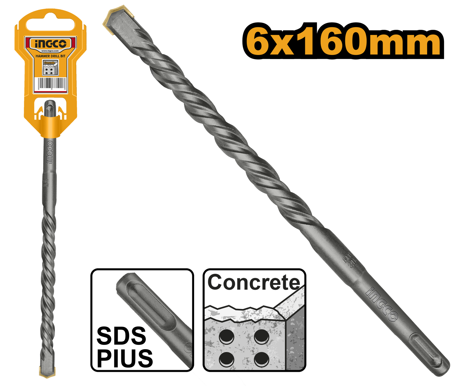 INGCO -  SDS plus hammer drill 6*160mm DBH1210602C