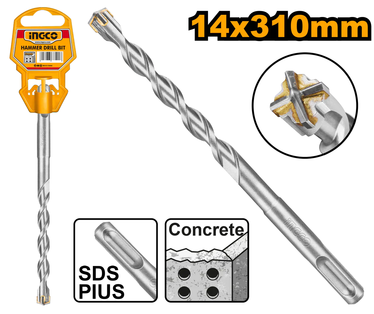 INGCO -  SDS plus hammer drill 14*310mm DBH1211404C
