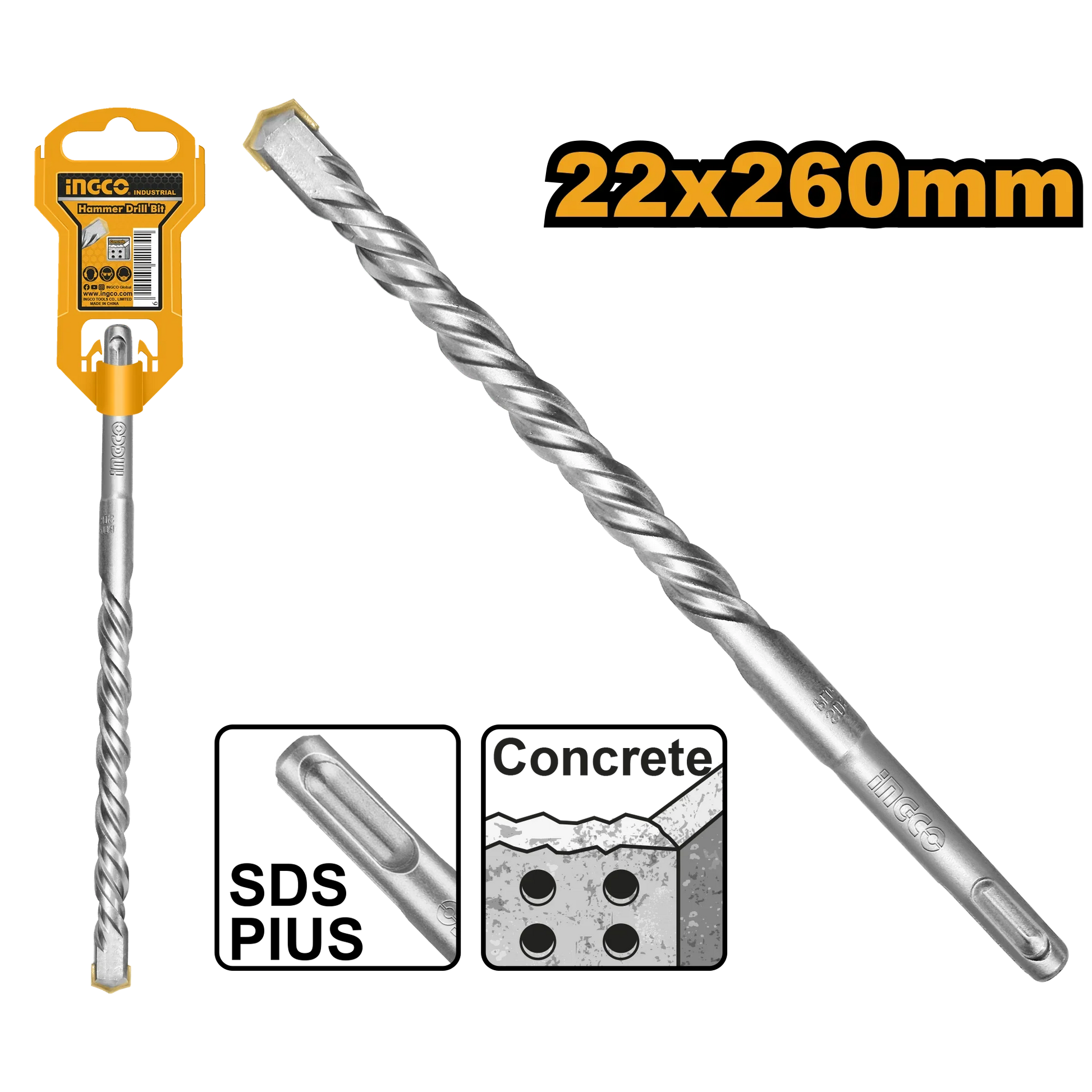 INGCO -  SDS plus hammer drill 22*260mm DBH1212201