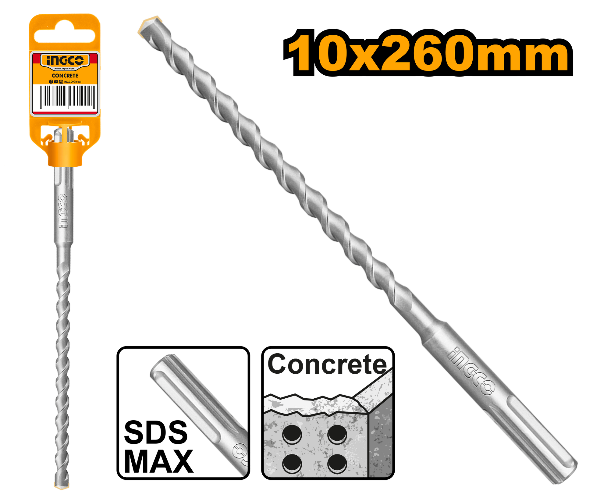 INGCO -  SDS max hammer drill 10*260mm DBH1241001