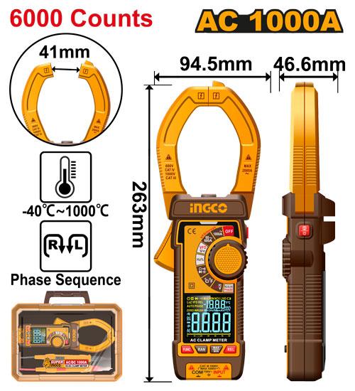 INGCO -  Digital AC clamp meter 6000 counts DCM610001