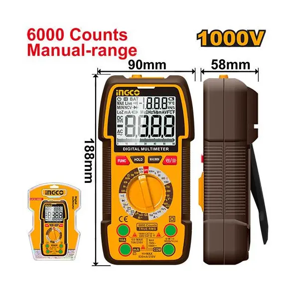 INGCO -  Digital multimeter 6000 counts DM310002