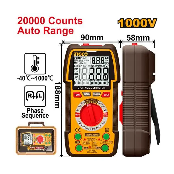INGCO -  Digital multimeter 20000 counts DM410003